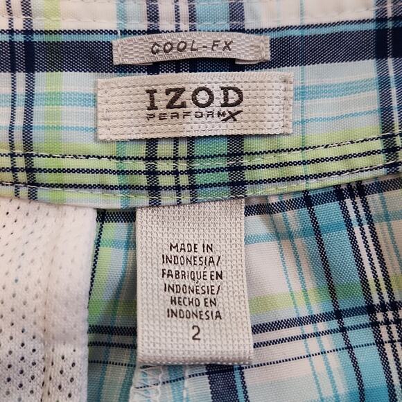 Izod Cool-FX Women's Blue Green & White Plaid Bermuda Shorts Size 2 Golfing - Picture 8 of 10